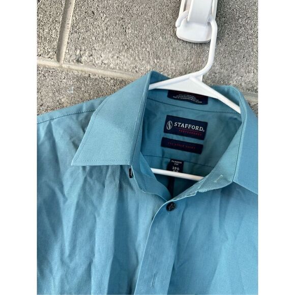 Stafford Performance The Super Shirt Classic Fit Blue Size 34-35 - Picture 3 of 4